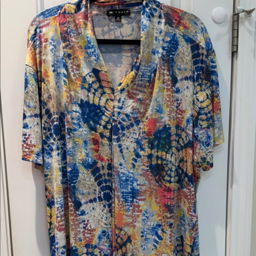 Multi-Color Short Sleeve stretch Womens 3X 56 chest 29 L Shirt by N Touch 5123‎